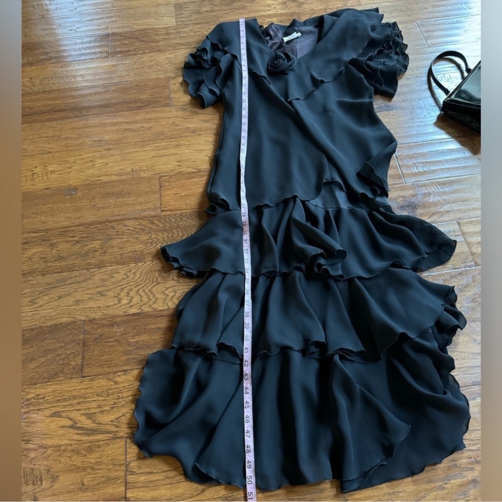 Vintage After Dark Black Ruffle Maxi‎ Dress - Picture 12 of 14